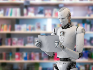 Buch lesender Roboter