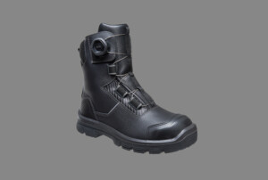 Ein schwarzer Winterstiefel.